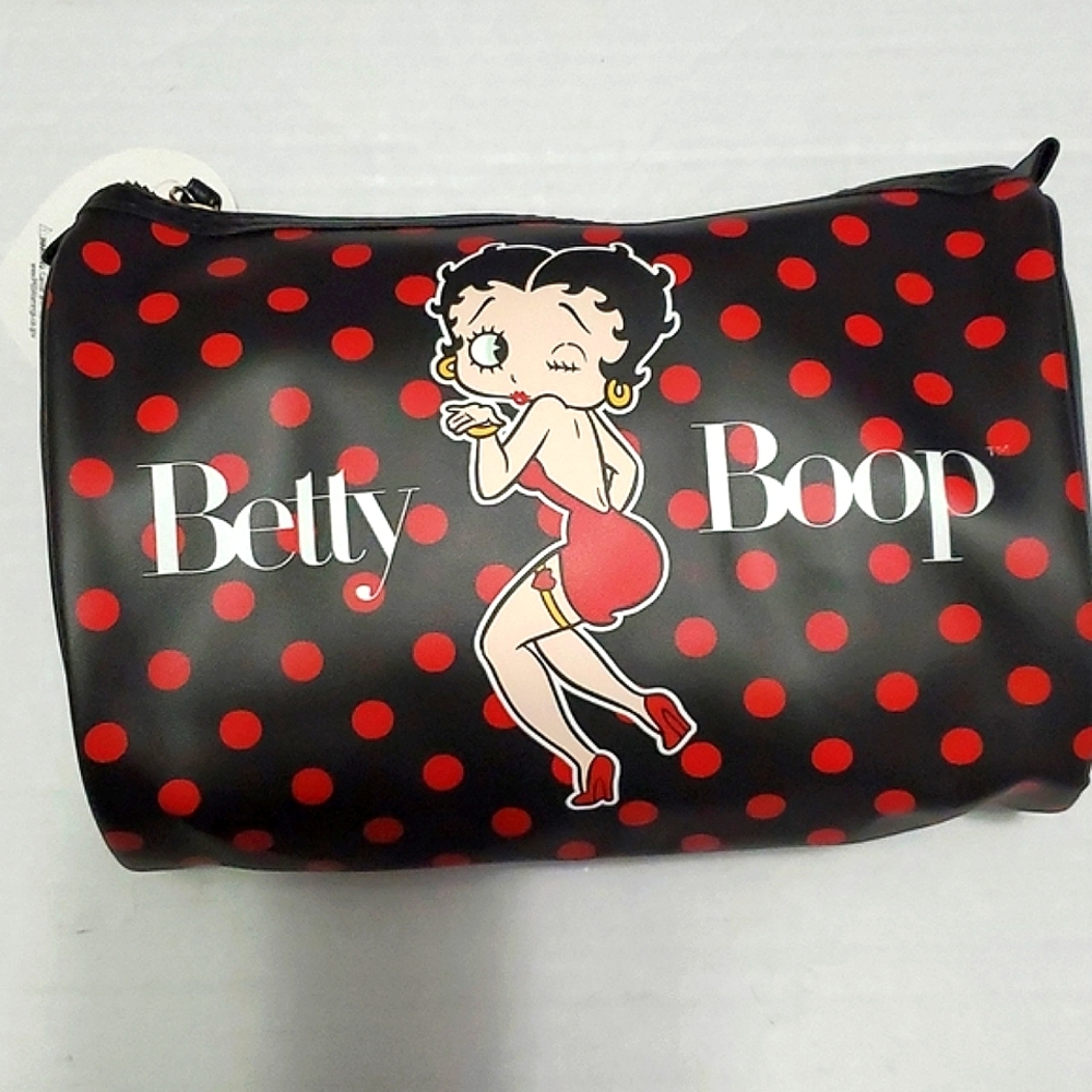 Sexy Betty Boop Black & Red Polka Dot Cosmetic Travel Bag